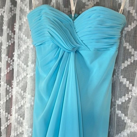 David’s Bridal Strapless Crinkle Chiffon Dress - Picture 3 of 12